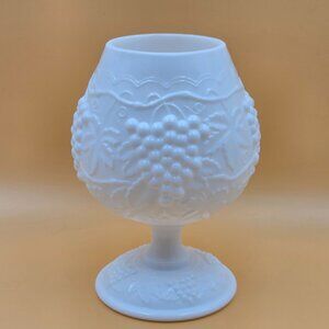 Imperial Glass Vintage Grape Milk Glass Ivy Brandy Bowl